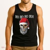 Ho Ho Ho Skeleton Bearded Skull Santa Tank Top thumb 3