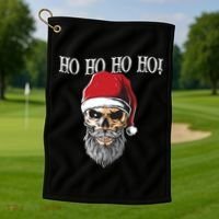 Ho Ho Ho Skeleton Bearded Skull Santa Golf Towel thumb 1