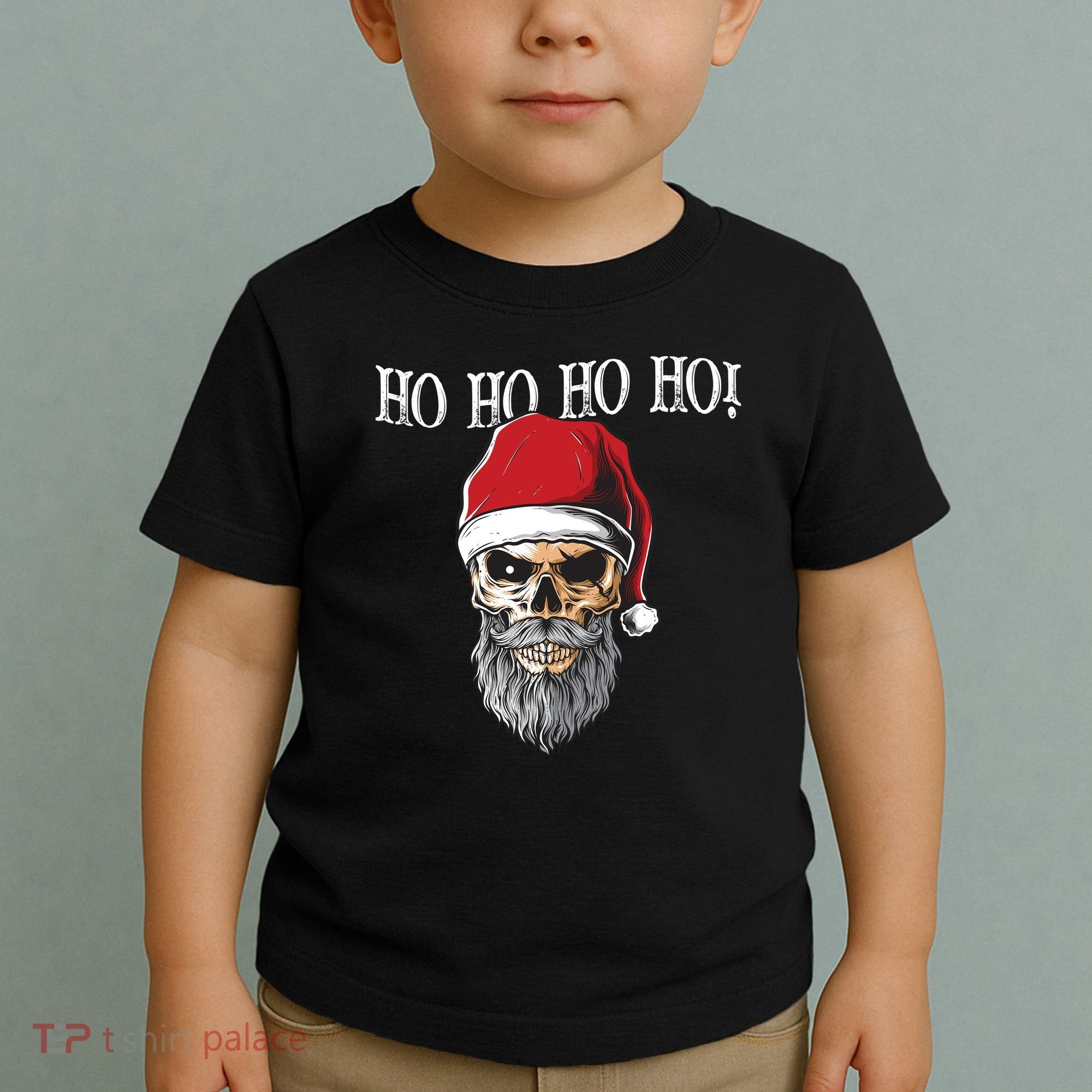 Ho Ho Ho Skeleton Bearded Skull Santa Toddler T-Shirt