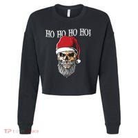 Ho Ho Ho Skeleton Bearded Skull Santa Cropped Pullover Crew thumb 0