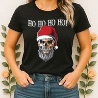 Ho Ho Ho Skeleton Bearded Skull Santa Women's T-Shirt thumb 2