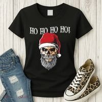 Ho Ho Ho Skeleton Bearded Skull Santa Women's T-Shirt thumb 3