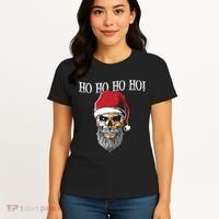 Ho Ho Ho Skeleton Bearded Skull Santa Women's T-Shirt thumb 4