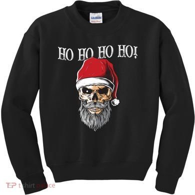 Ho Ho Ho Skeleton Bearded Skull Santa Kids Sweatshirt