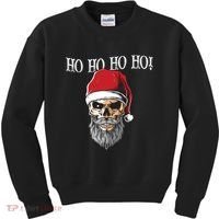 Ho Ho Ho Skeleton Bearded Skull Santa Kids Sweatshirt thumb 0