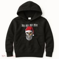 Ho Ho Ho Skeleton Bearded Skull Santa Kids Hoodie thumb 0