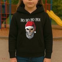 Ho Ho Ho Skeleton Bearded Skull Santa Kids Hoodie thumb 3