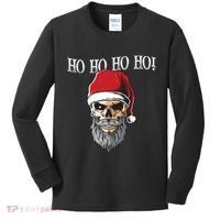 Ho Ho Ho Skeleton Bearded Skull Santa Kids Long Sleeve Shirt thumb 0