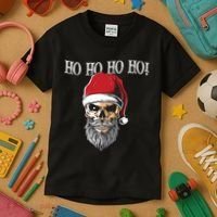 Ho Ho Ho Skeleton Bearded Skull Santa Kids T-Shirt thumb 3
