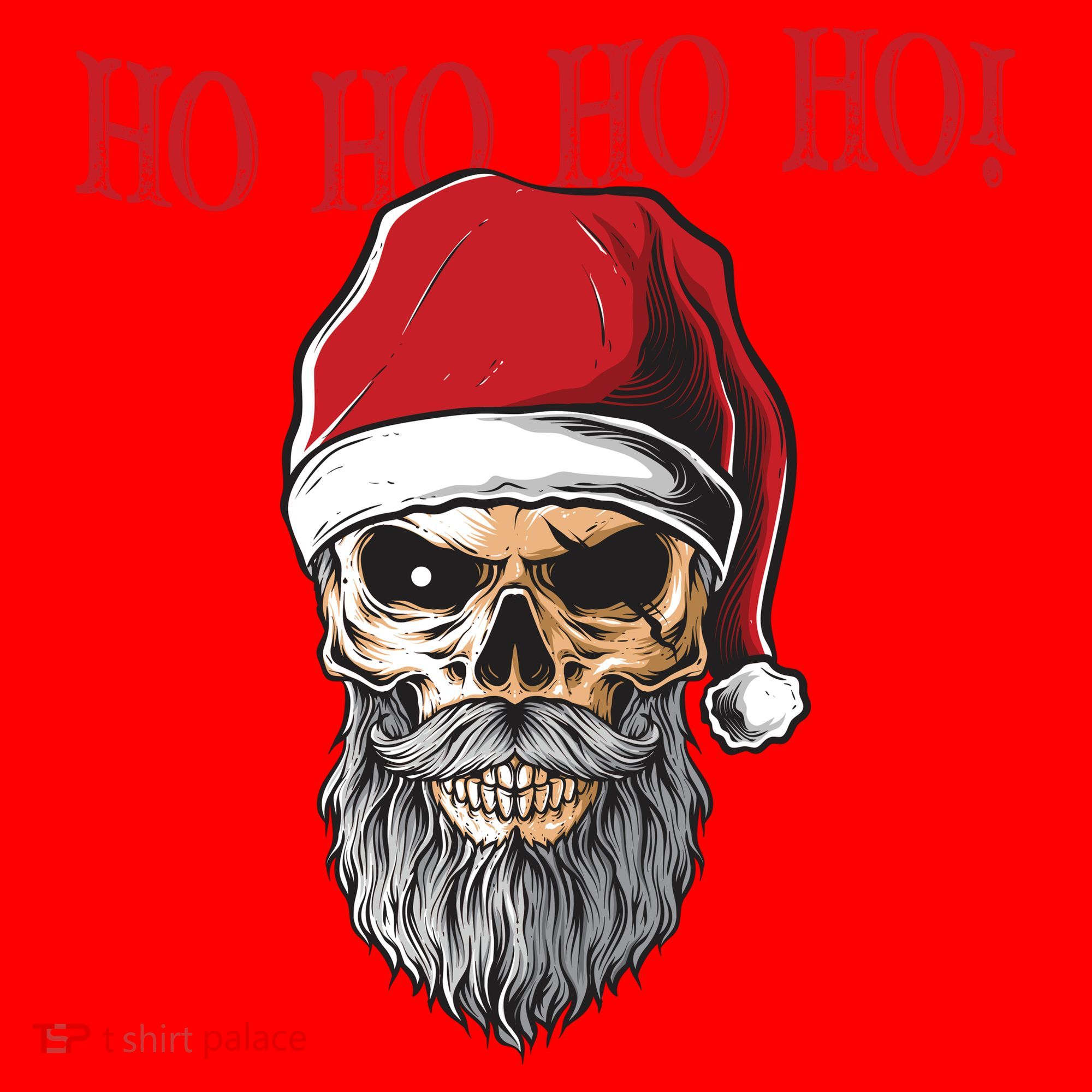 Ho Ho Ho Skeleton Bearded Skull Santa Santa Hat
