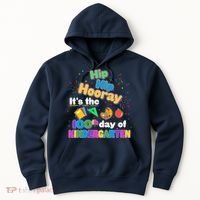 Hip Hip Hooray It's The 100th Day Of Kindergarten Hoodie thumb 0