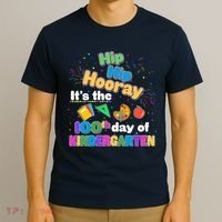 Hip Hip Hooray It's The 100th Day Of Kindergarten T-Shirt thumb 3
