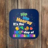 Hip Hip Hooray It's The 100th Day Of Kindergarten Coaster thumb 0
