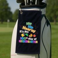 Hip Hip Hooray It's The 100th Day Of Kindergarten Golf Towel thumb 2