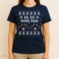 Ho Ho HOME Run Funny Ugly Christmas Baseball lover T-Shirt thumb 4