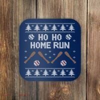 Ho Ho HOME Run Funny Ugly Christmas Baseball lover Coaster thumb 0