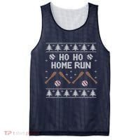 Ho Ho HOME Run Funny Ugly Christmas Baseball lover Mesh Reversible Basketball Jersey Tank thumb 0