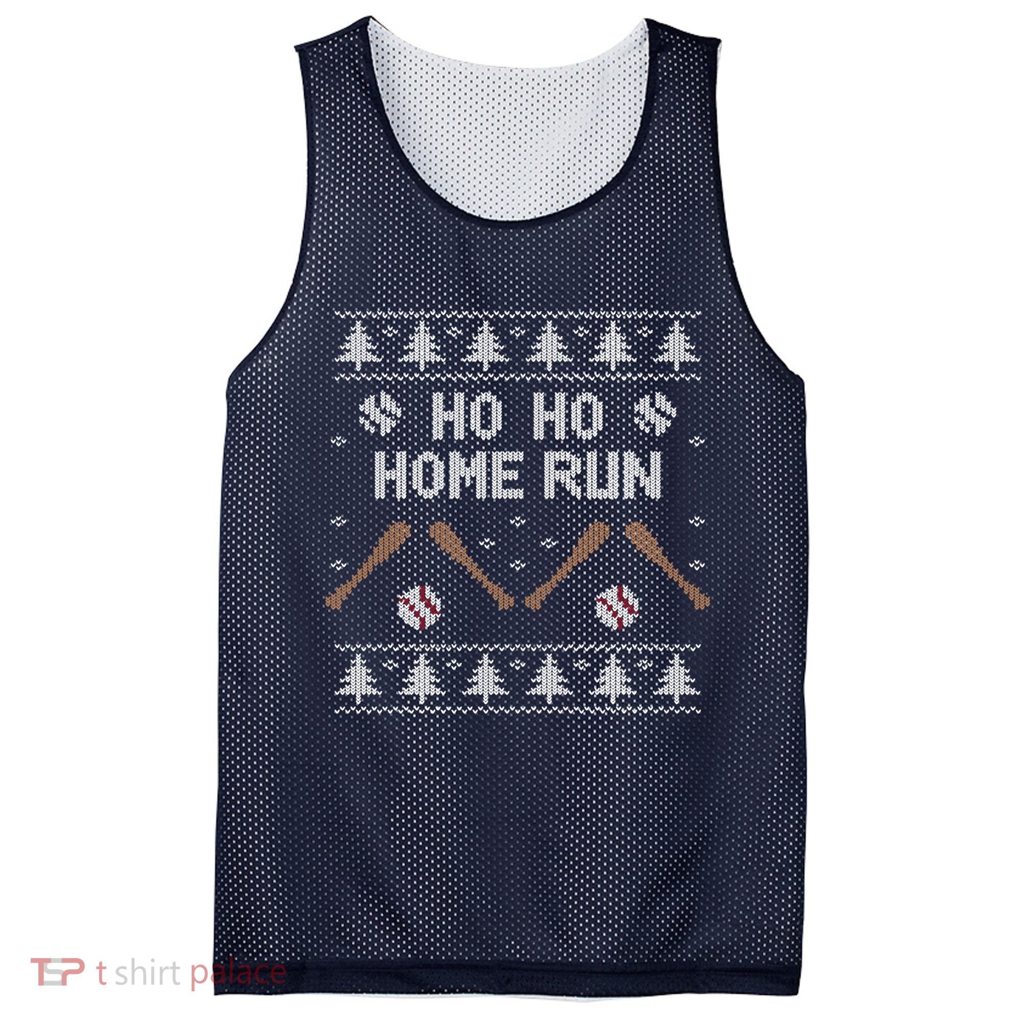 Ho Ho HOME Run Funny Ugly Christmas Baseball lover Mesh Reversible Basketball Jersey Tank