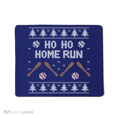 Ho Ho HOME Run Funny Ugly Christmas Baseball lover Mousepad