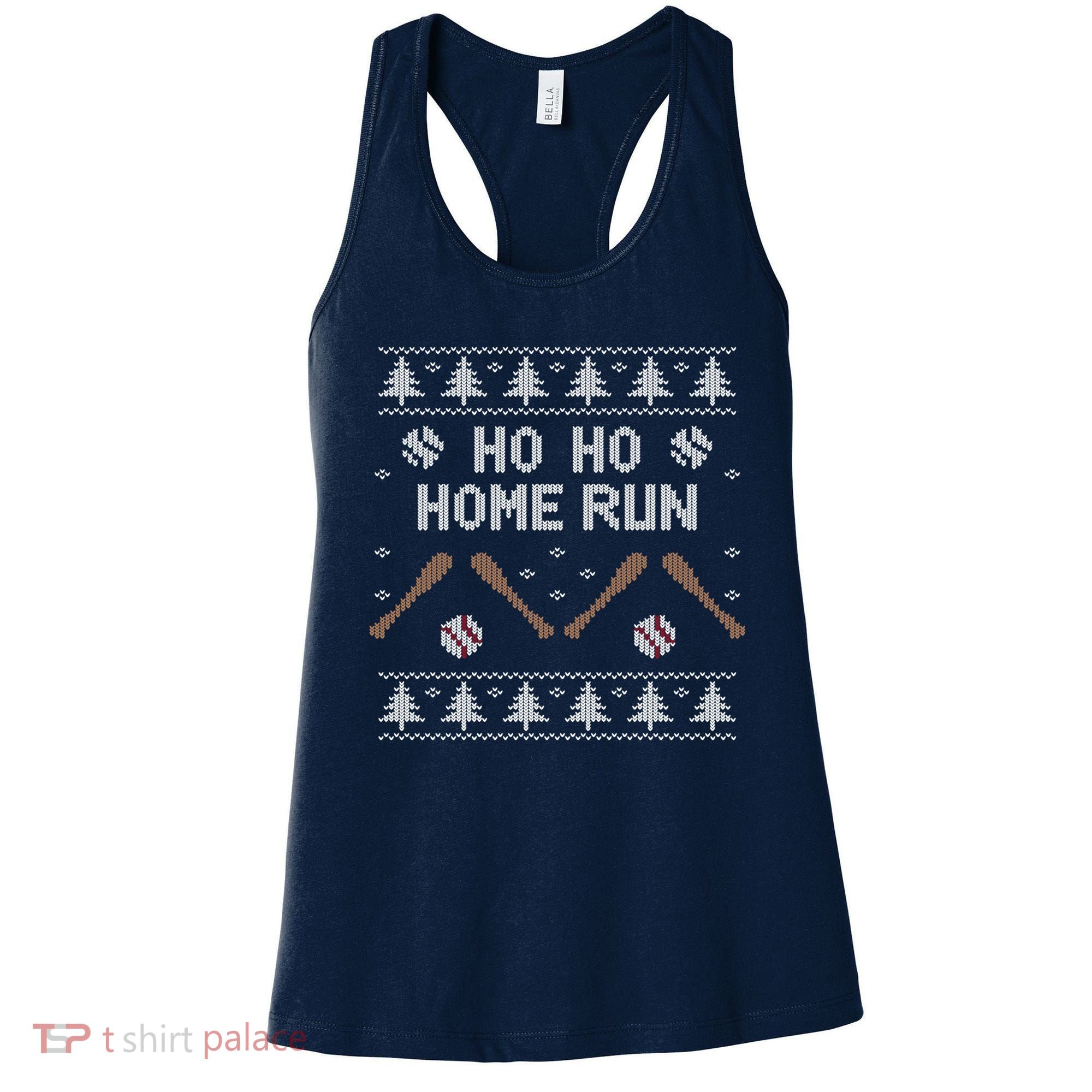 Ho Ho HOME Run Funny Ugly Christmas Baseball lover Women's Tank Top