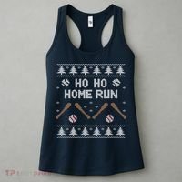 Ho Ho HOME Run Funny Ugly Christmas Baseball lover Women's Tank Top thumb 3