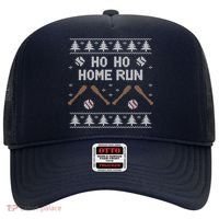 Ho Ho HOME Run Funny Ugly Christmas Baseball lover Hat thumb 0