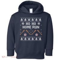 Ho Ho HOME Run Funny Ugly Christmas Baseball lover Toddler Hoodie thumb 0