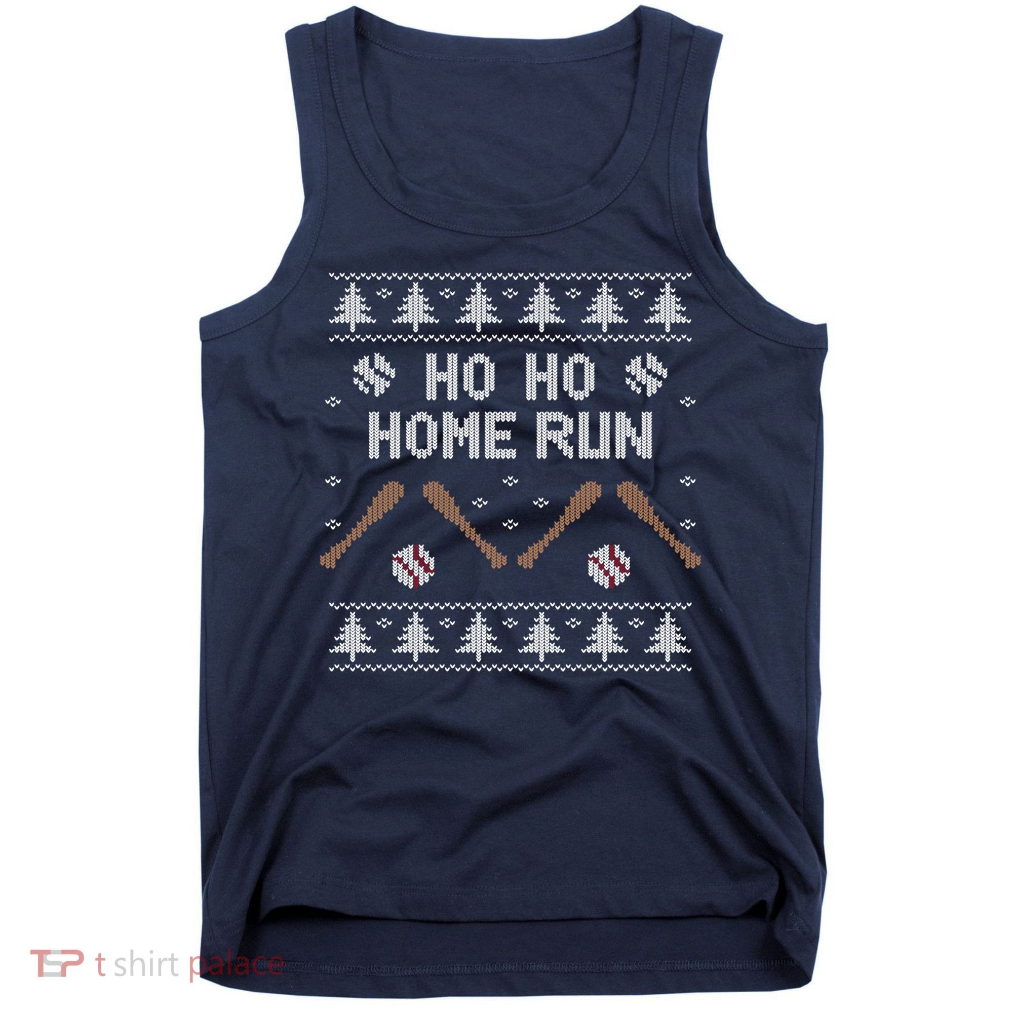 Ho Ho HOME Run Funny Ugly Christmas Baseball lover Tank Top