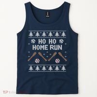 Ho Ho HOME Run Funny Ugly Christmas Baseball lover Tank Top thumb 2