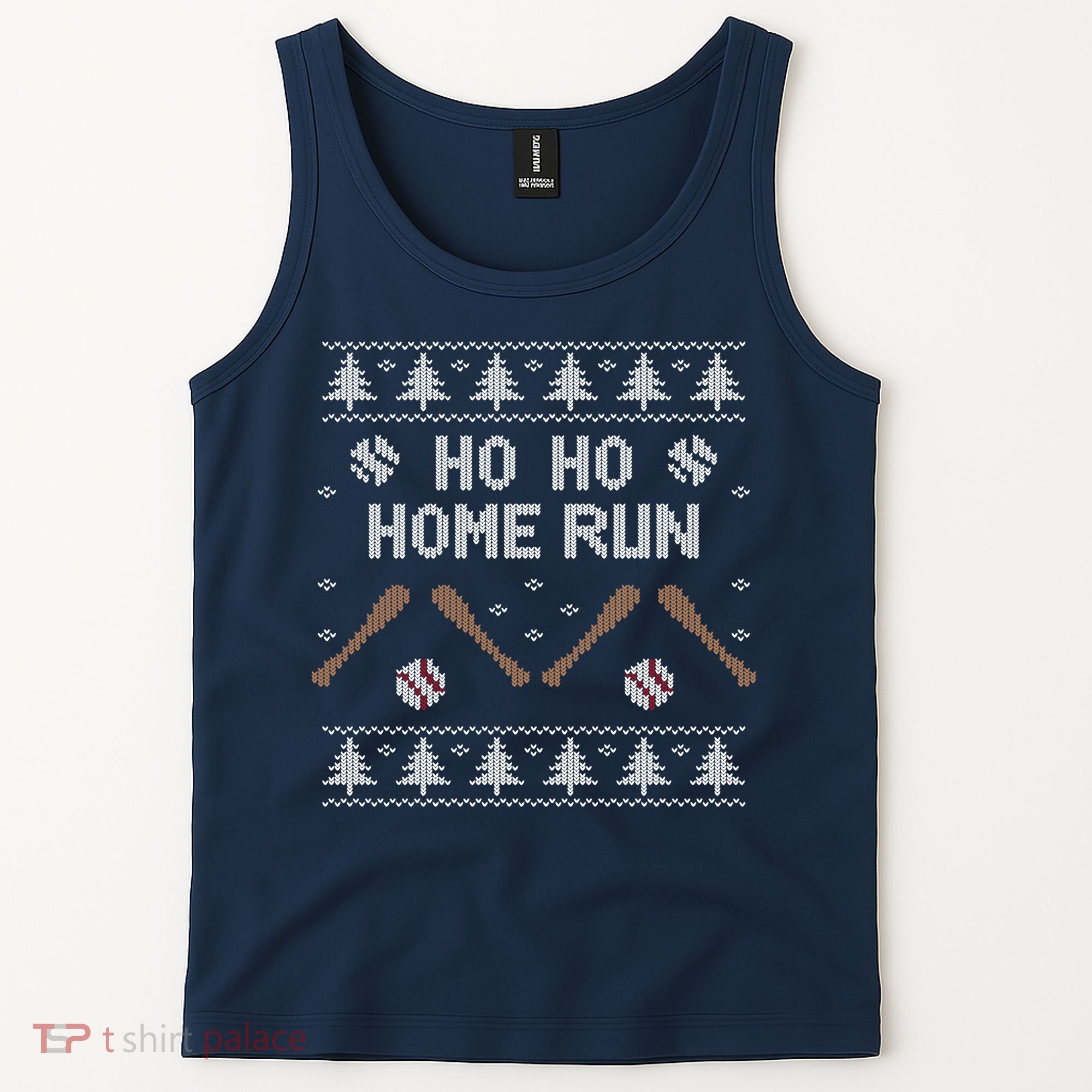 Ho Ho HOME Run Funny Ugly Christmas Baseball lover Tank Top
