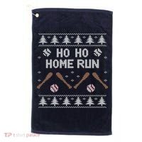 Ho Ho HOME Run Funny Ugly Christmas Baseball lover Golf Towel thumb 0