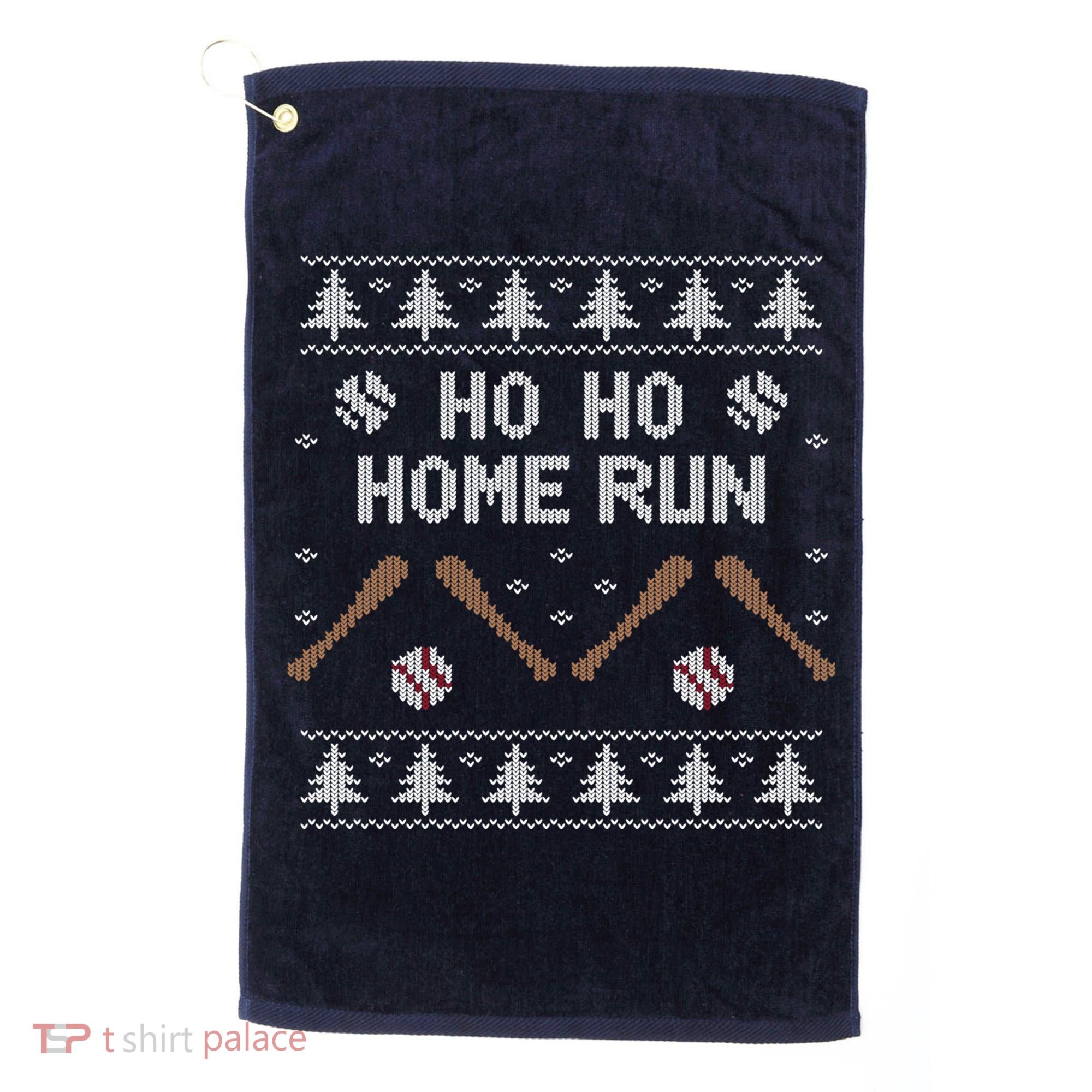 Ho Ho HOME Run Funny Ugly Christmas Baseball lover Golf Towel