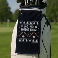 Ho Ho HOME Run Funny Ugly Christmas Baseball lover Golf Towel thumb 2