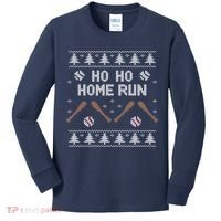 Ho Ho HOME Run Funny Ugly Christmas Baseball lover Kids Long Sleeve Shirt thumb 0