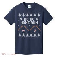 Ho Ho HOME Run Funny Ugly Christmas Baseball lover Kids T-Shirt thumb 0