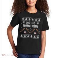 Ho Ho HOME Run Funny Ugly Christmas Baseball lover Kids T-Shirt thumb 2