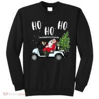 Ho Ho Ho Funny Santa On Golf Cart With Christmas Tree Sweatshirt thumb 0