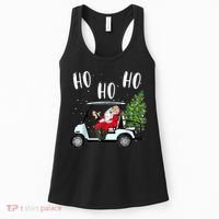 Ho Ho Ho Funny Santa On Golf Cart With Christmas Tree Women's Tank Top thumb 0