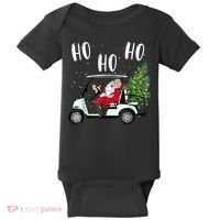 Ho Ho Ho Funny Santa On Golf Cart With Christmas Tree Baby Bodysuit thumb 0