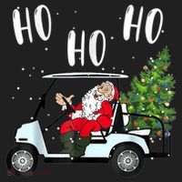 Ho Ho Ho Funny Santa On Golf Cart With Christmas Tree Hat thumb 2