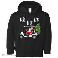 Ho Ho Ho Funny Santa On Golf Cart With Christmas Tree Toddler Hoodie thumb 0