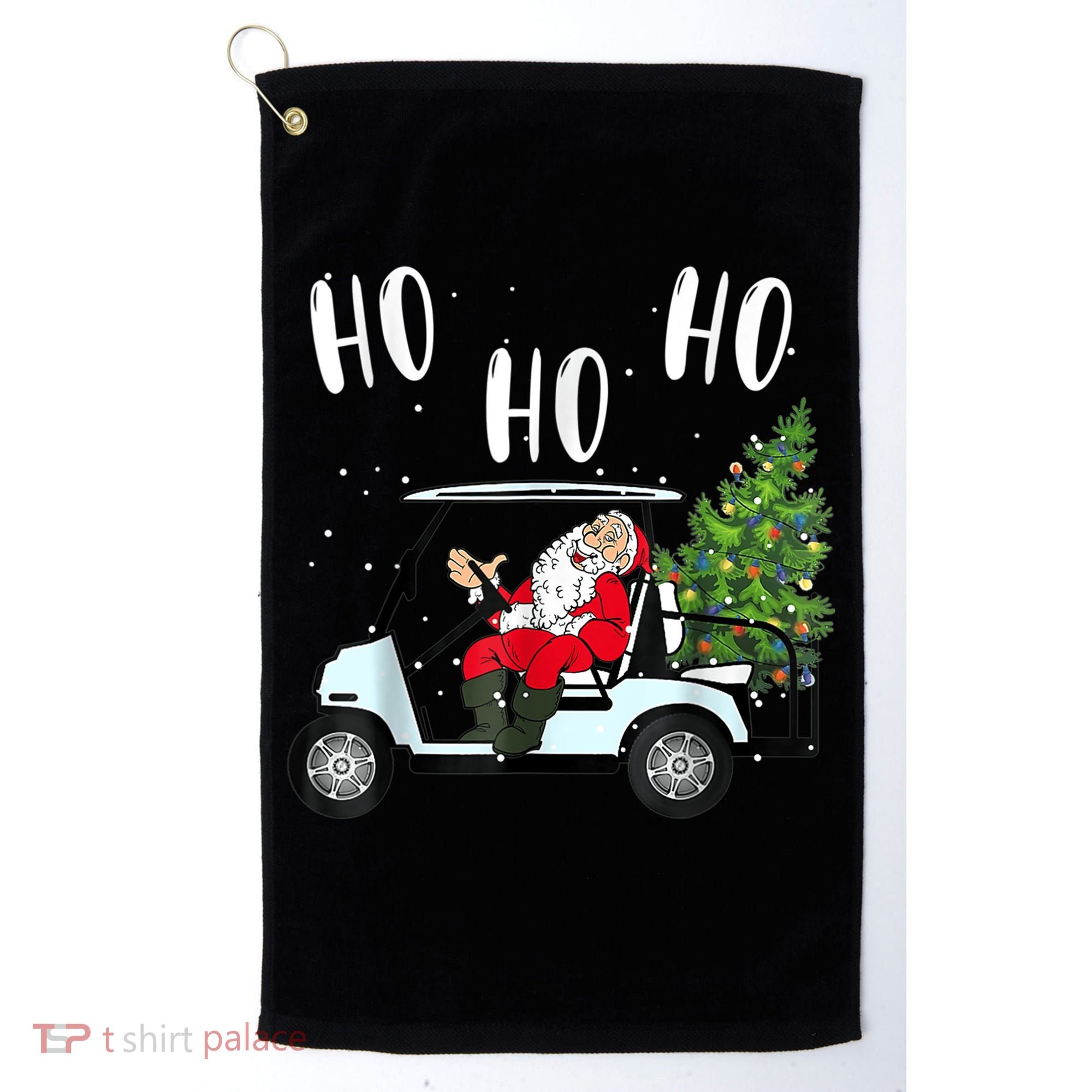 Ho Ho Ho Funny Santa On Golf Cart With Christmas Tree Golf Towel