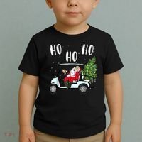 Ho Ho Ho Funny Santa On Golf Cart With Christmas Tree Toddler T-Shirt thumb 2