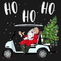 Ho Ho Ho Funny Santa On Golf Cart With Christmas Tree Women's T-Shirt thumb 6