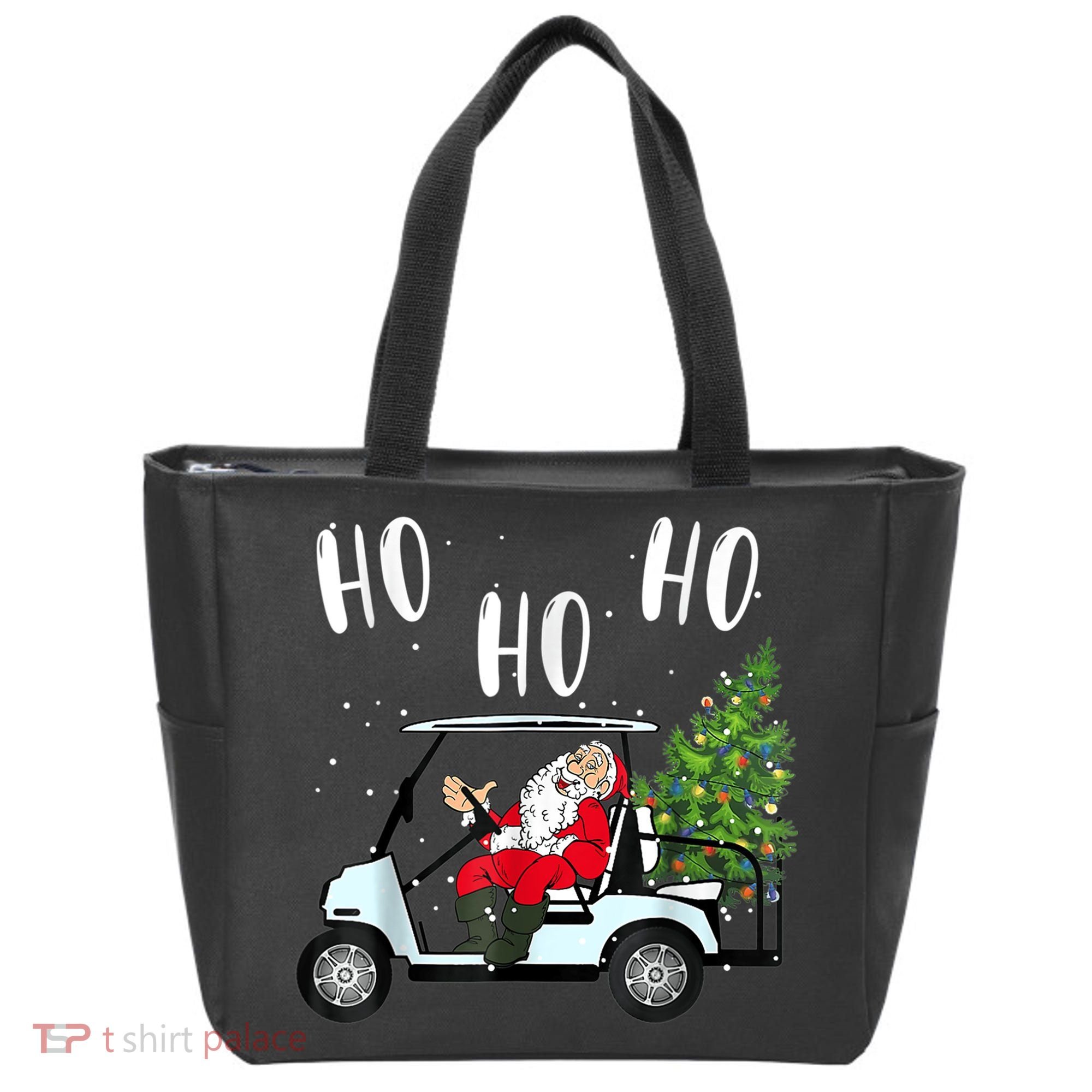 Ho Ho Ho Funny Santa On Golf Cart With Christmas Tree Tote Bag