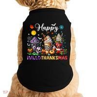 Happy Hallothanksmas Halloween Coffee Latte Thanksgiving Doggie Tank thumb 0