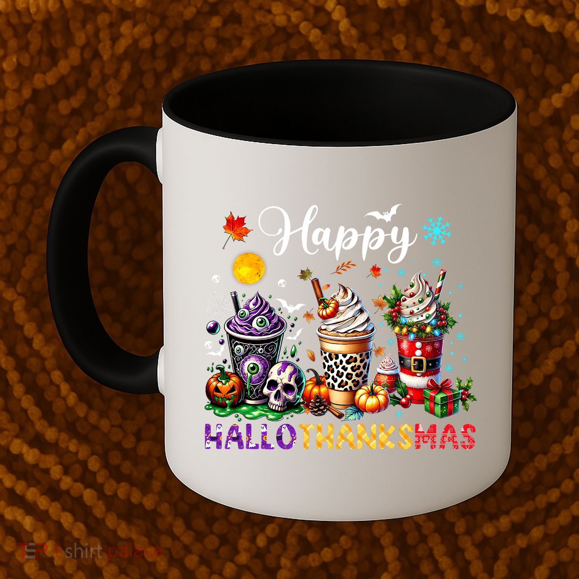 Happy Hallothanksmas Halloween Coffee Latte Thanksgiving Coffee Mug