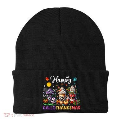Happy Hallothanksmas Halloween Coffee Latte Thanksgiving Beanie