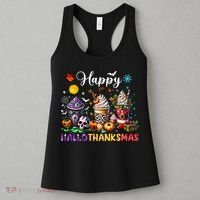 Happy Hallothanksmas Halloween Coffee Latte Thanksgiving Women's Tank Top thumb 3
