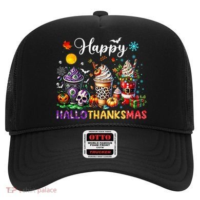 Happy Hallothanksmas Halloween Coffee Latte Thanksgiving Hat